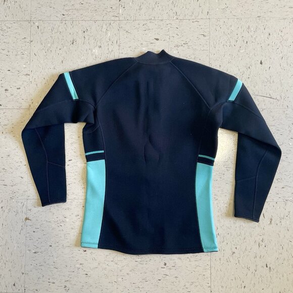 GoldFin Wetsuit Jacket Women Long Sleeve Front Zip X-Large Black Blue - Picture 6 of 8